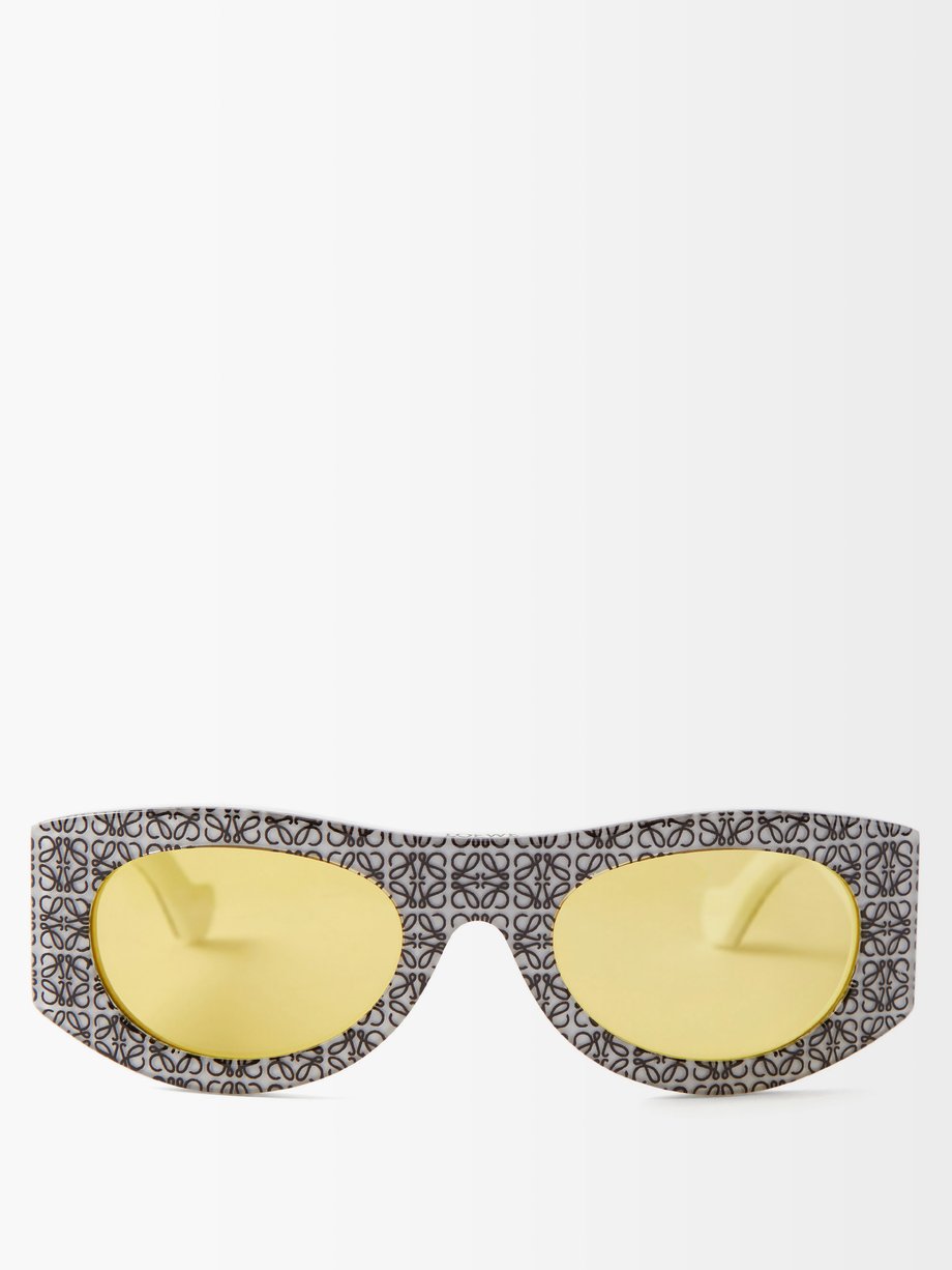 로에베 LOEWE White Anagram oval acetate sunglasses