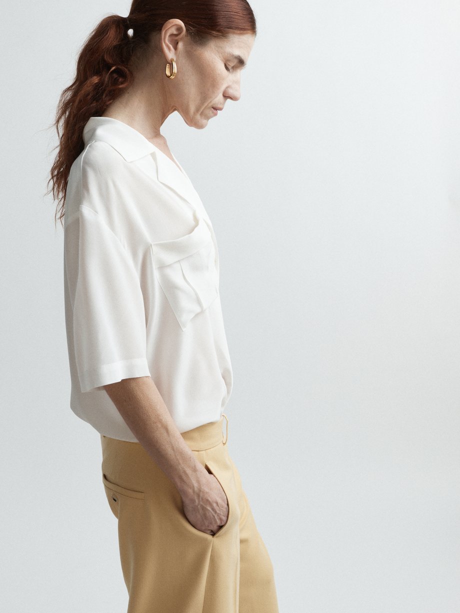 White Relaxed-fit pocket-front silk shirt | Raey | MATCHESFASHION UK