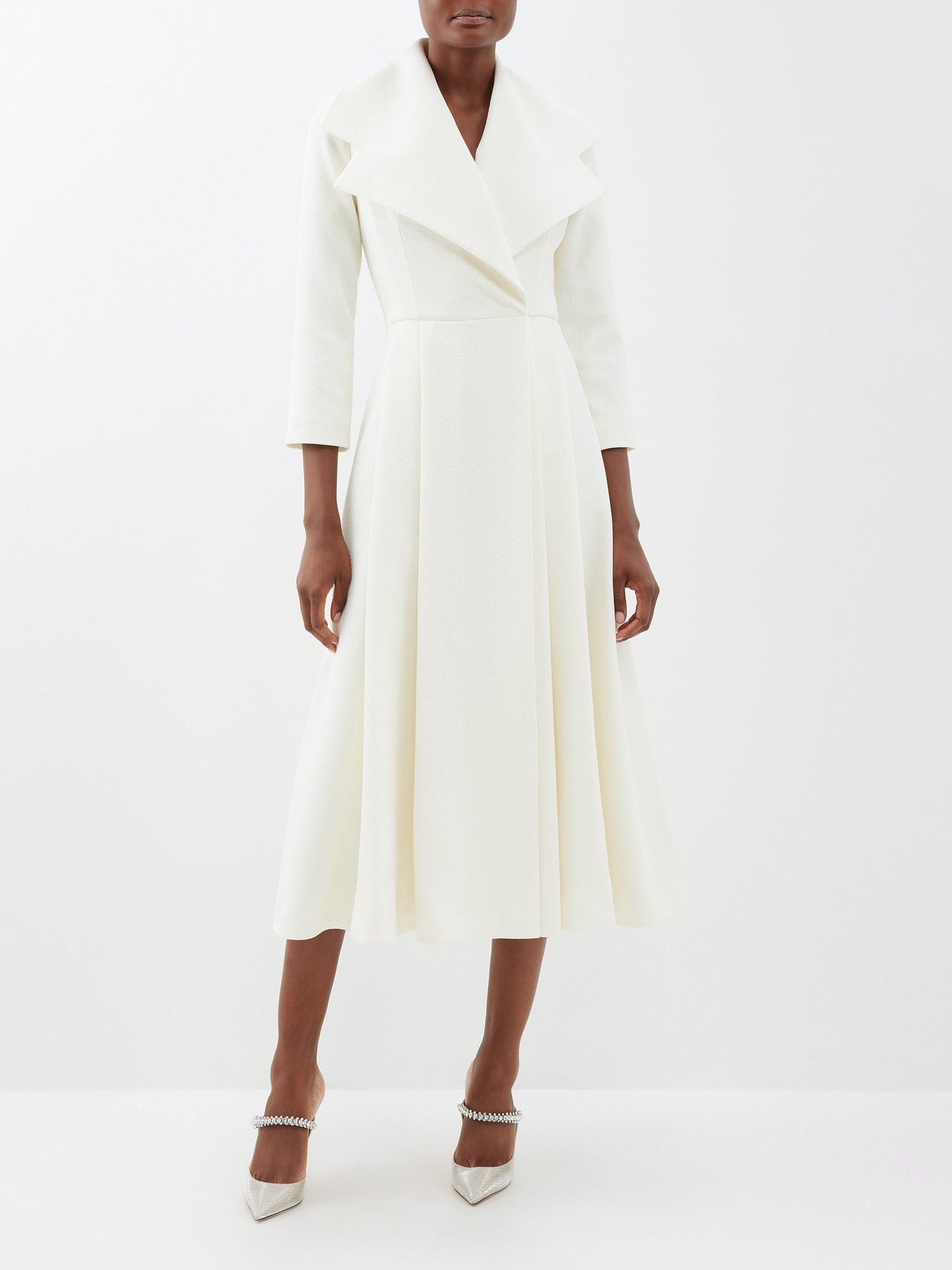 White Angy notch-lapel faille dress | Emilia Wickstead | MATCHESFASHION UK