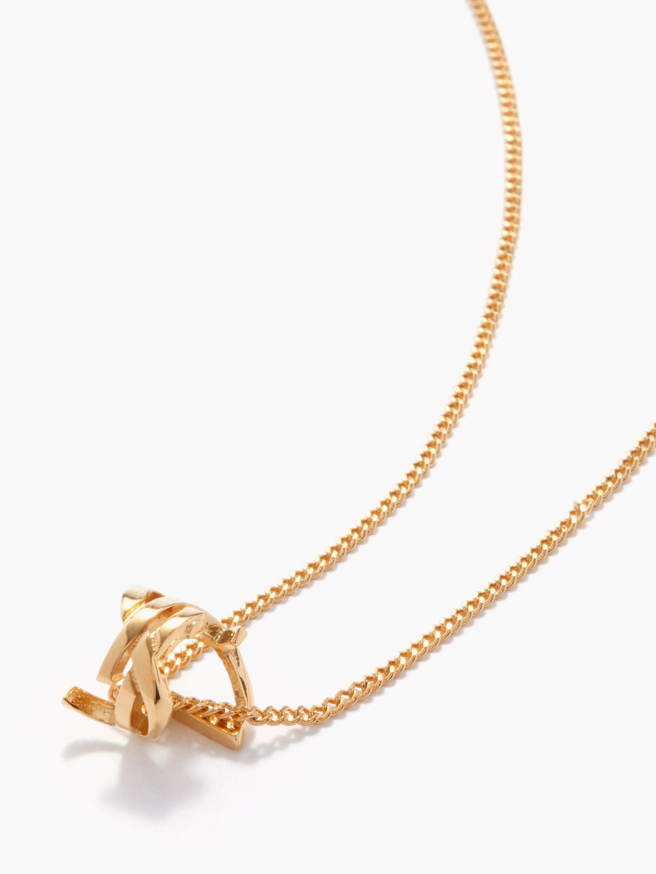 Yves Saint Laurent Necklace Gold GP Ysl Rhinestone Jewelry Stone Square Long Chain Ladies Plated