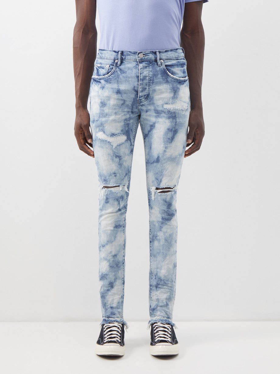 Blue P001 bleached distressed slim-leg jeans, Purple Brand