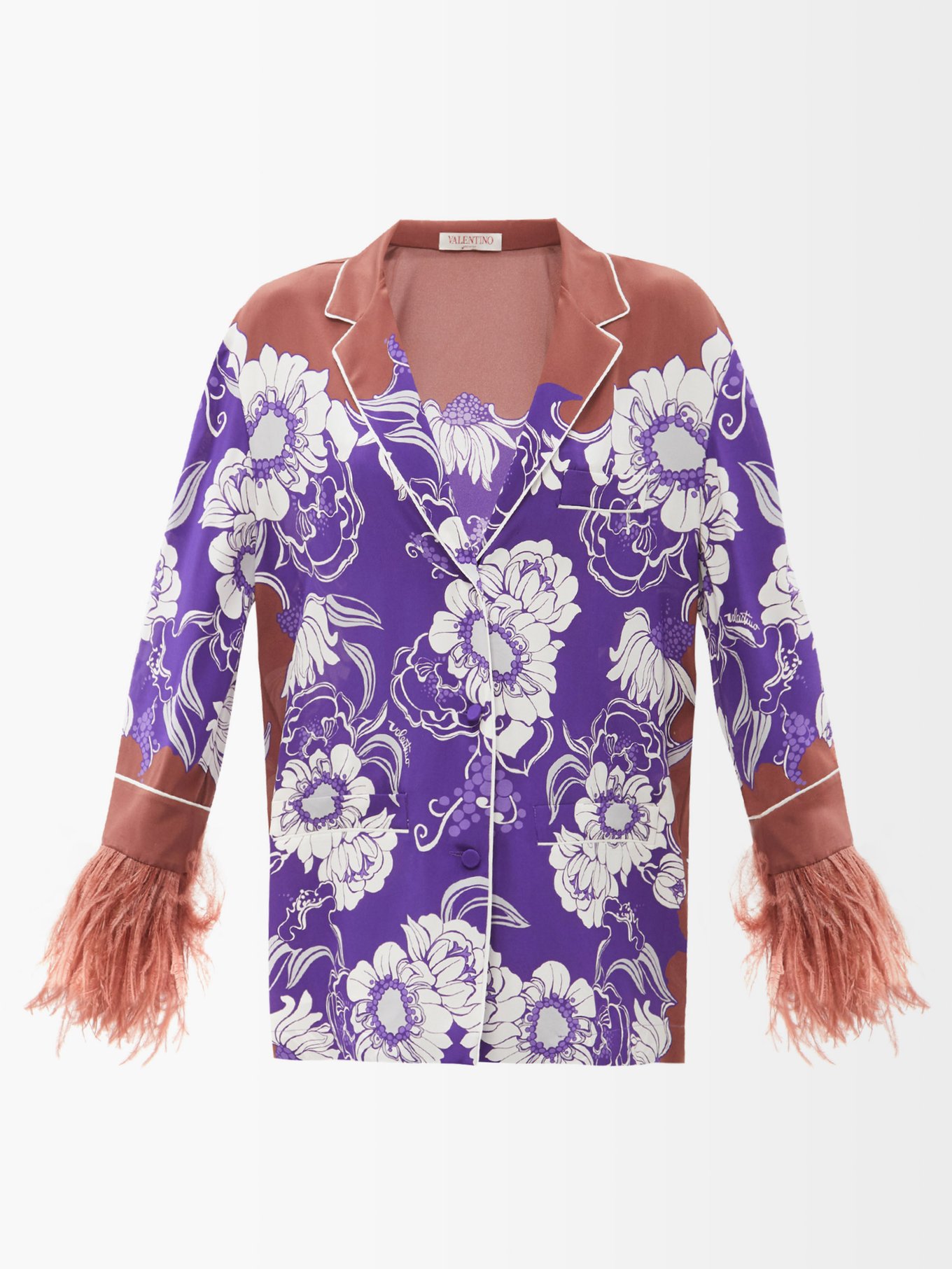 Purple Street Flowers Daisyland-print silk shirt | Valentino Garavani