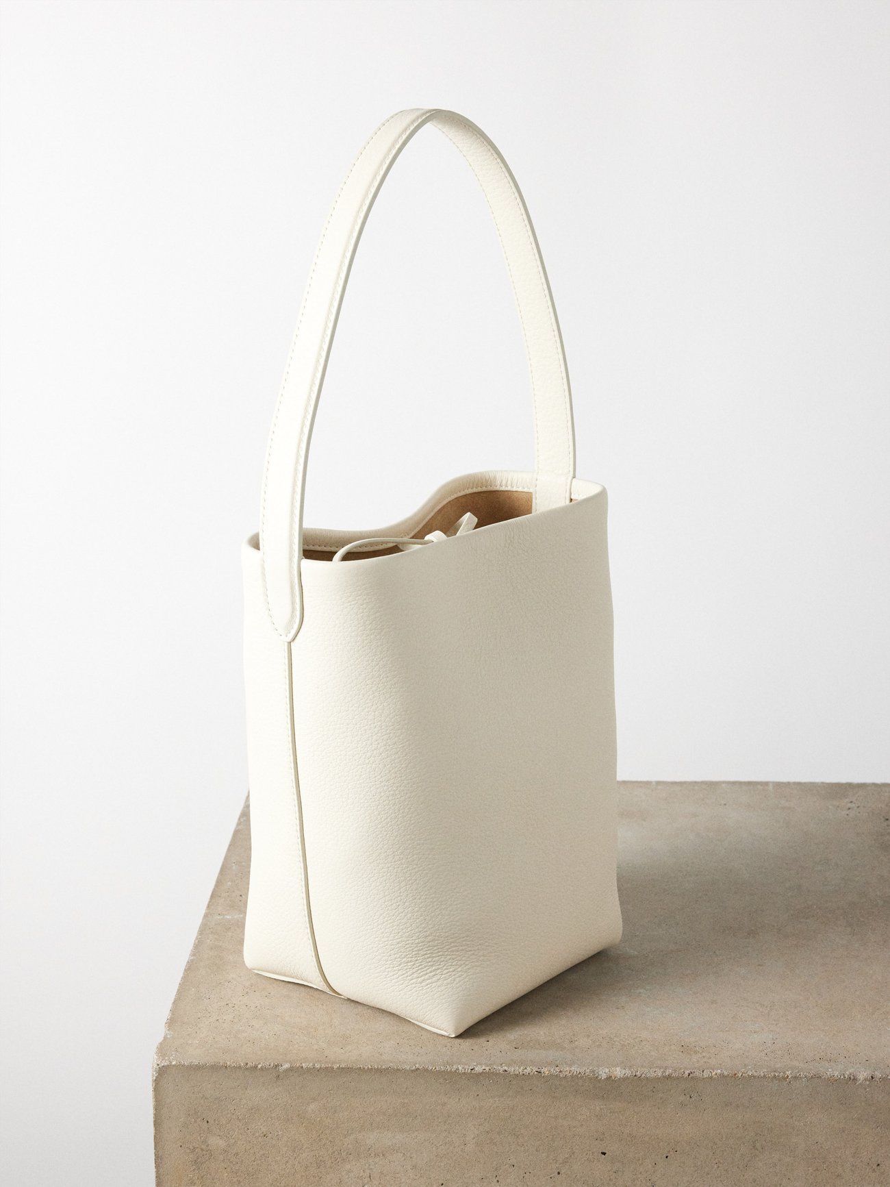 The Row Park Small Leather Tote Bag in White