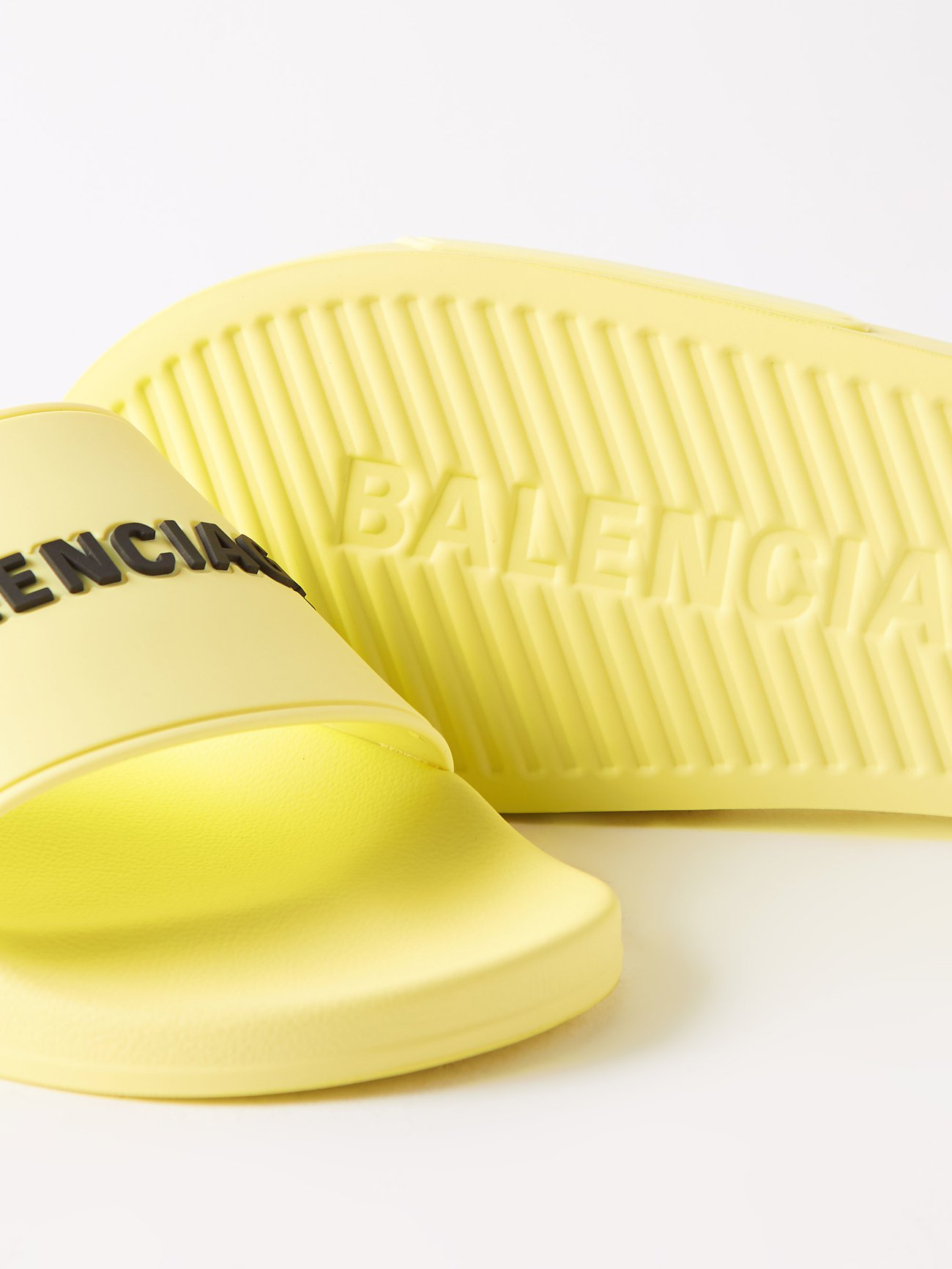 Yellow Logo embossed rubber slides Balenciaga MATCHES UK