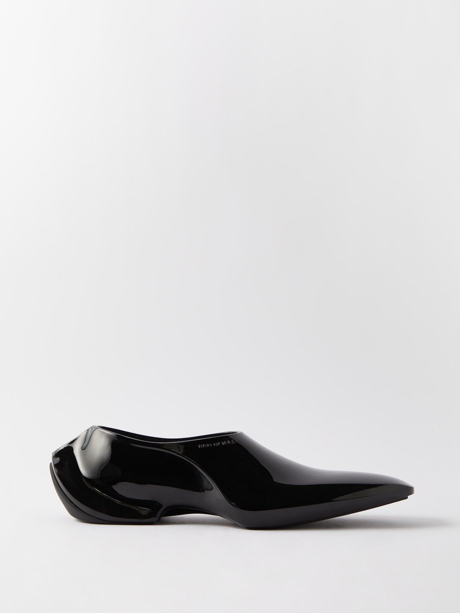 Balenciaga Black Leather Square Toe Thong Slide Sandals Size 39 Balenciaga   TLC