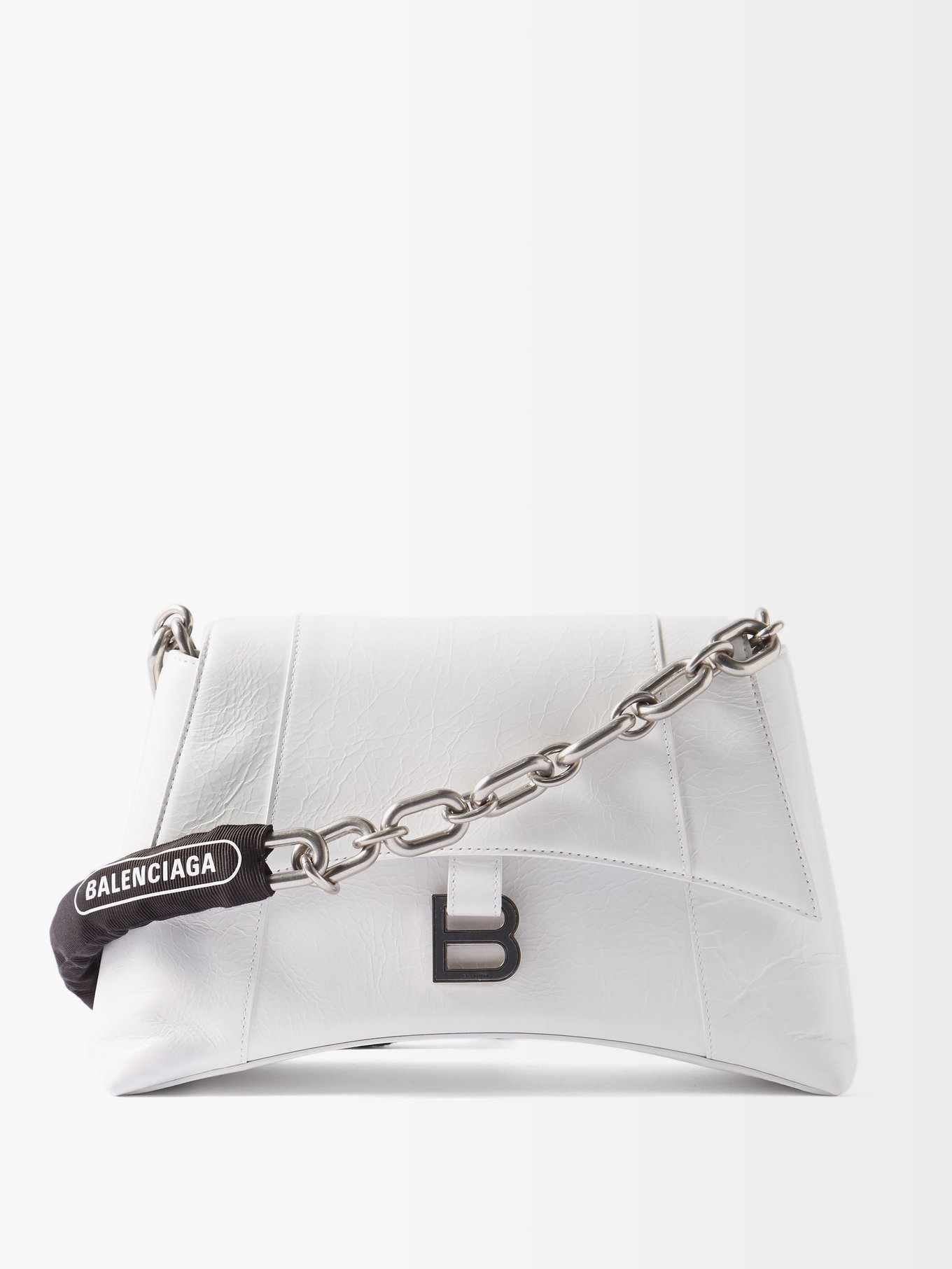 White Downtown chain-strap leather shoulder bag | Balenciaga 