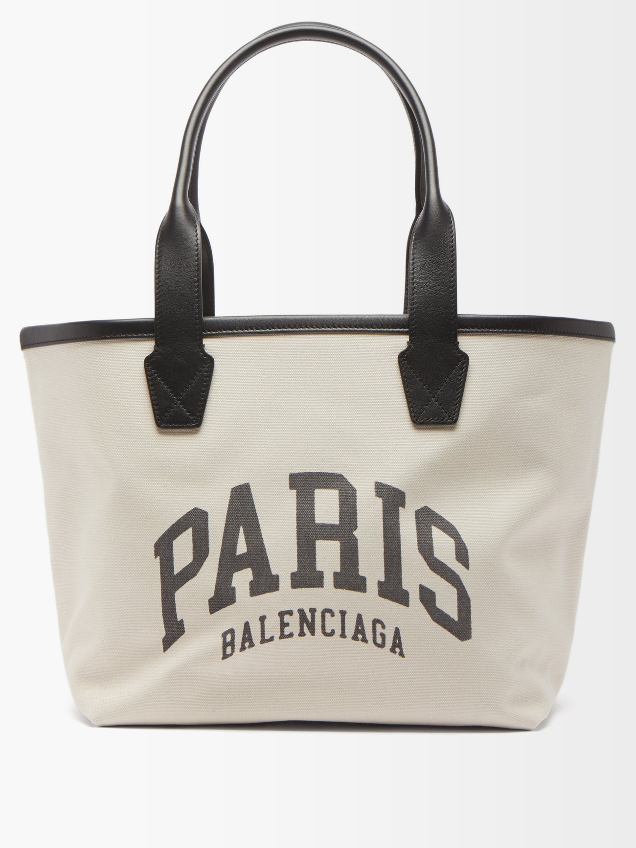 Paris logo-print leather-trim canvas tote bag video