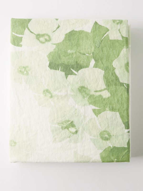 Summerill & Bishop Hydrangea-print 250cm x 165cm linen tablecloth