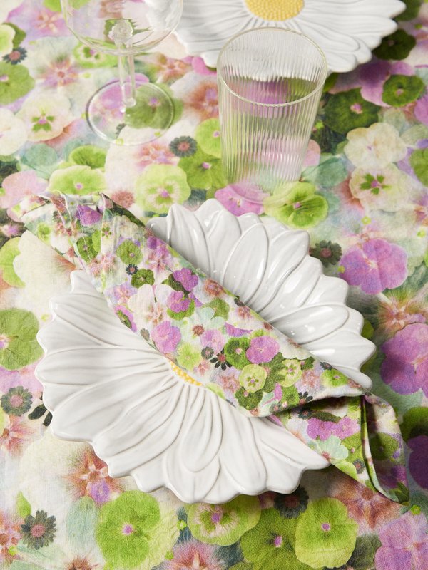Summerill & Bishop Set of four pansy floral-print linen napkins