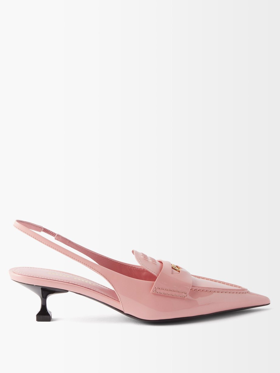 Pink Penny-strap patent-leather slingback pumps | Miu Miu ...