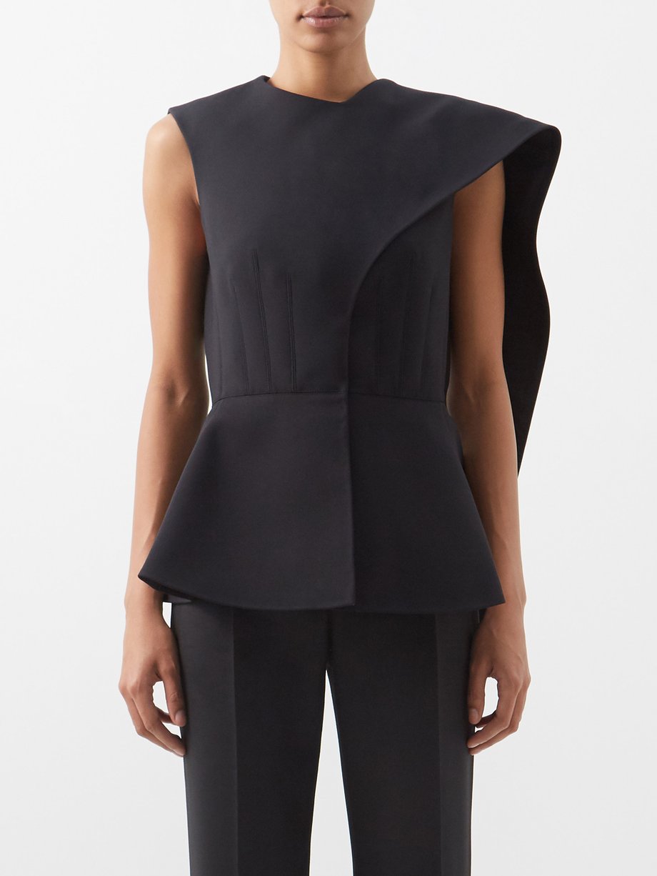 Black Fanya draped-panel twill sleeveless jacket | The Row | MATCHES UK