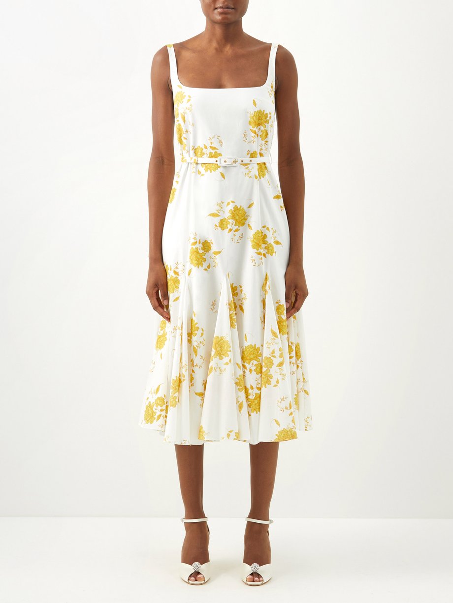 Yellow Marita floral-print cotton-poplin dress | Emilia Wickstead ...