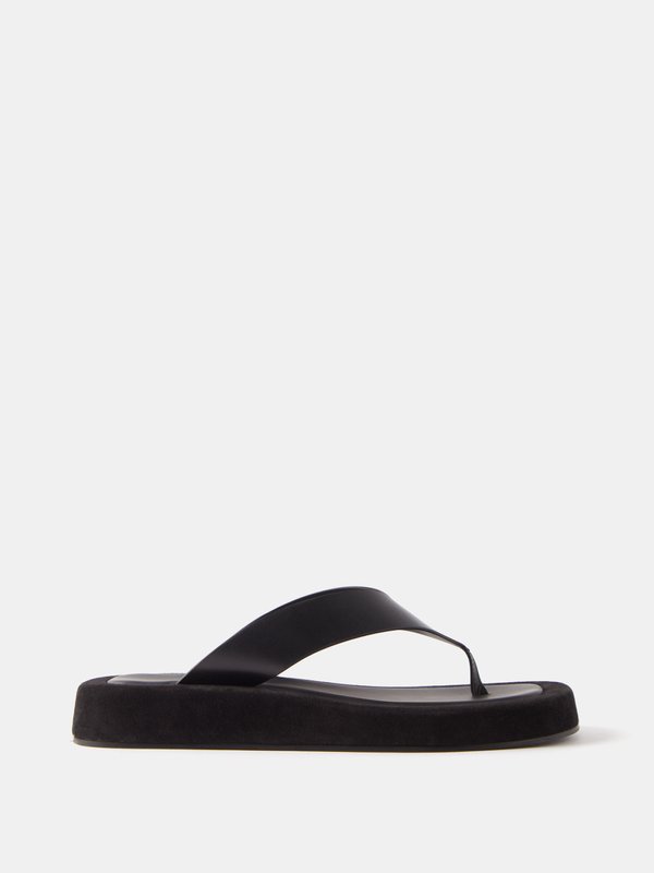 Black Ginza leather and suede sandals | The Row | MATCHES UK