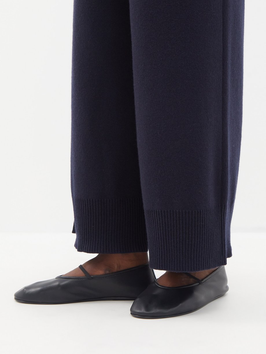 Black Round-toe leather ballet flats | The Row | MATCHES UK