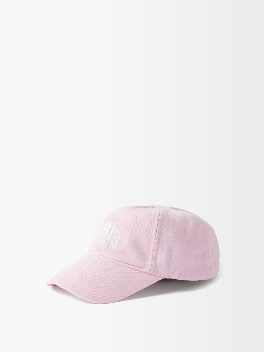 Pink Paris-embroidered canvas baseball cap | Balenciaga