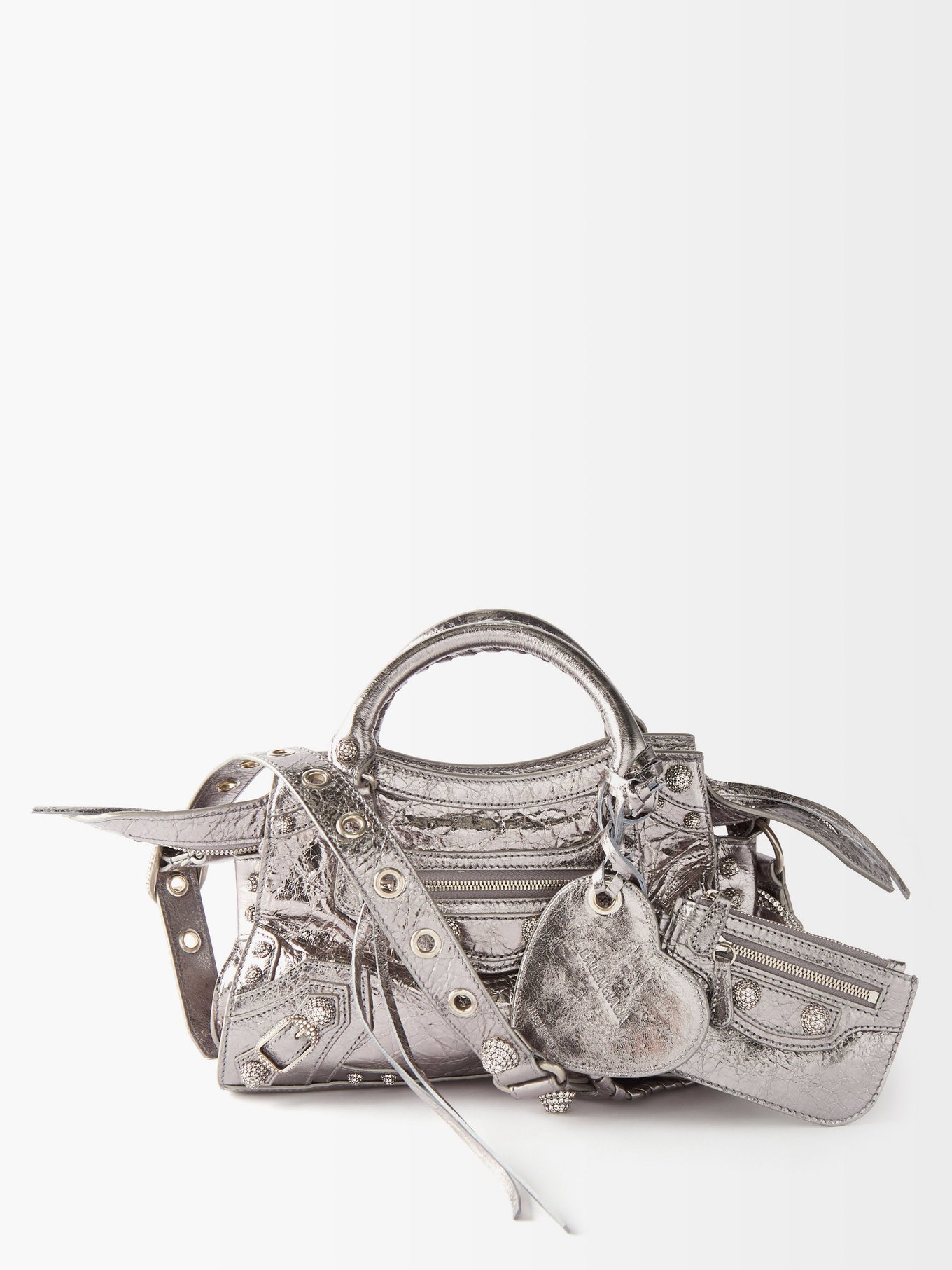 Balenciaga Mini City Lambskin Crossbody Bag In Silver  ModeSens