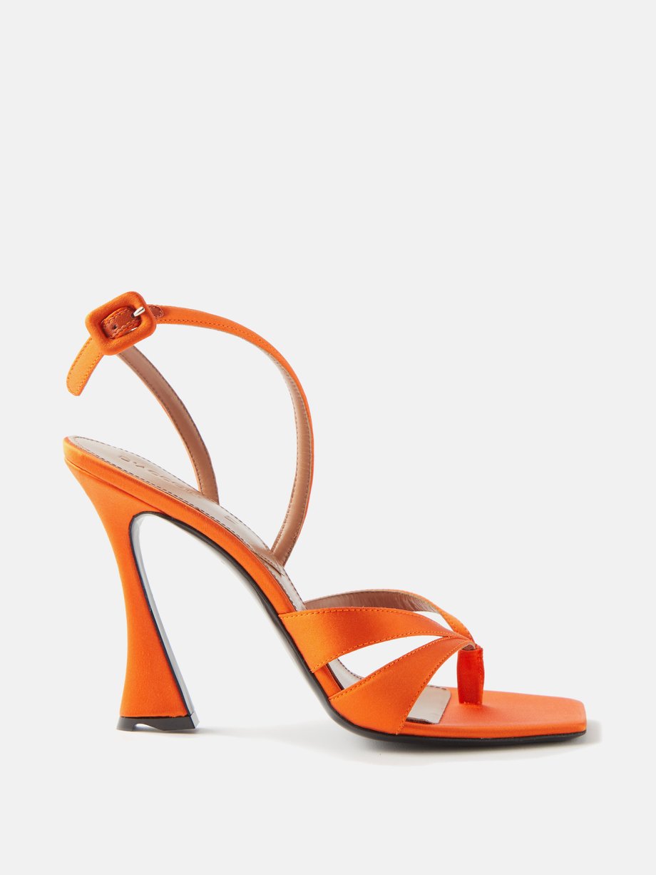Orange Raya satin and leather slingback sandals | D'Accori ...
