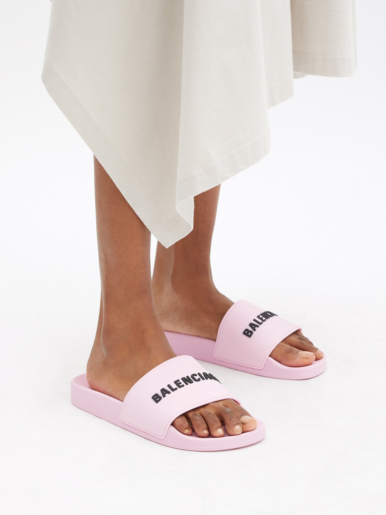 Pink Logo appliqu rubber slides Balenciaga MATCHES UK