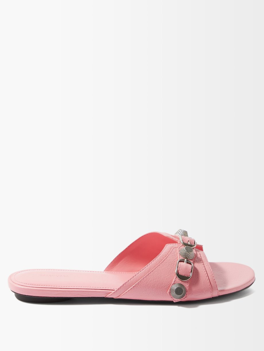 Pink Cagole studded leather slides | Balenciaga | MATCHESFASHION US