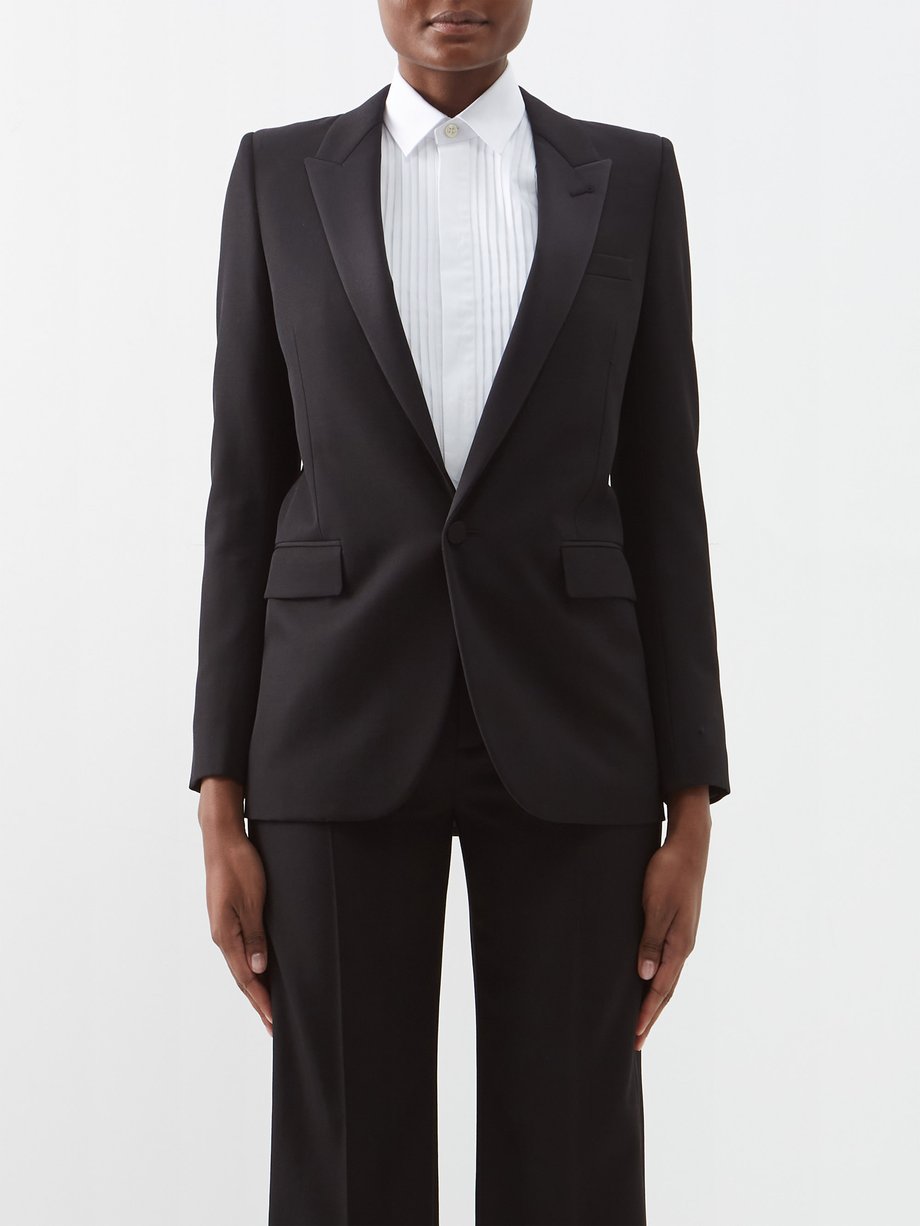 Black Single-breasted wool-grain de poudre tuxedo jacket, Saint Laurent