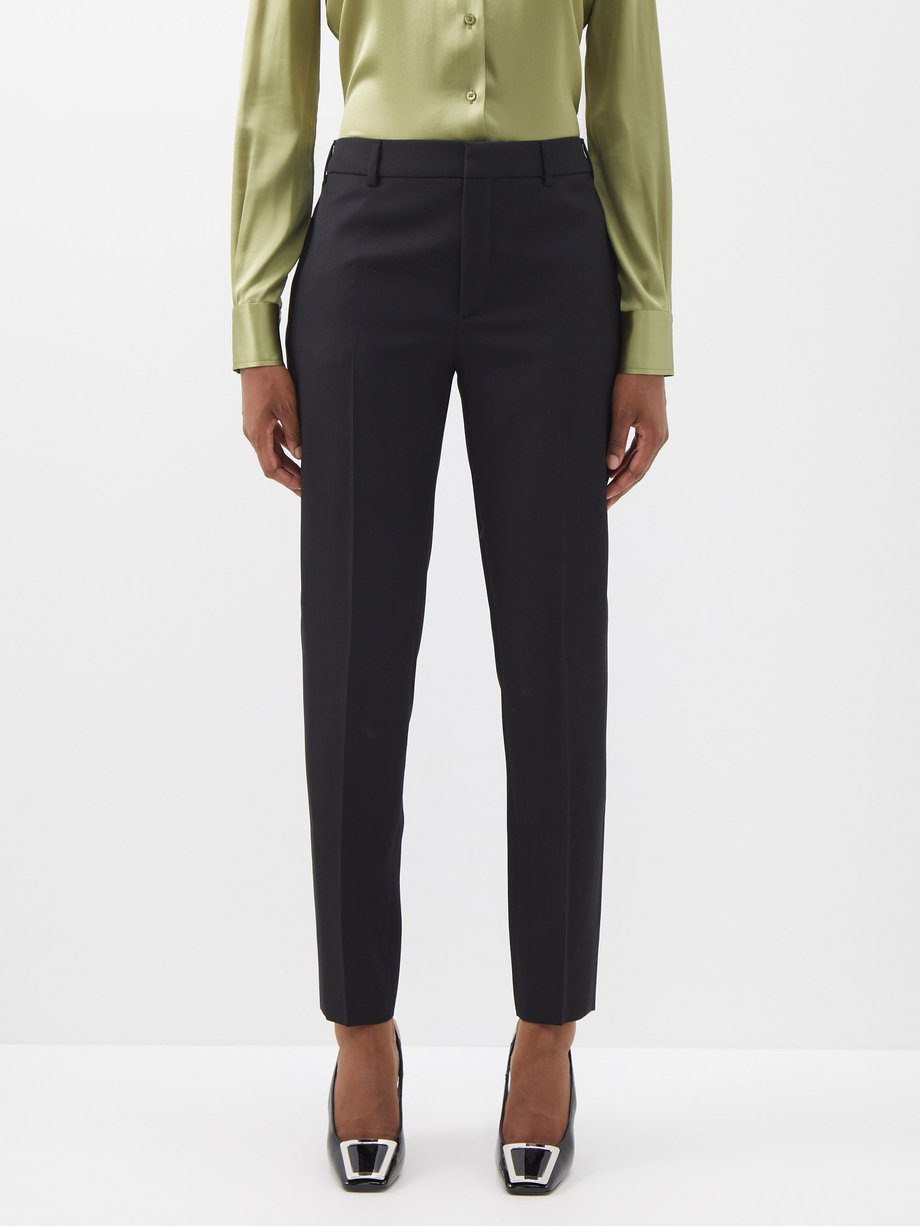 Black Wool-grain de poudre slim-leg tuxedo trousers, Saint Laurent