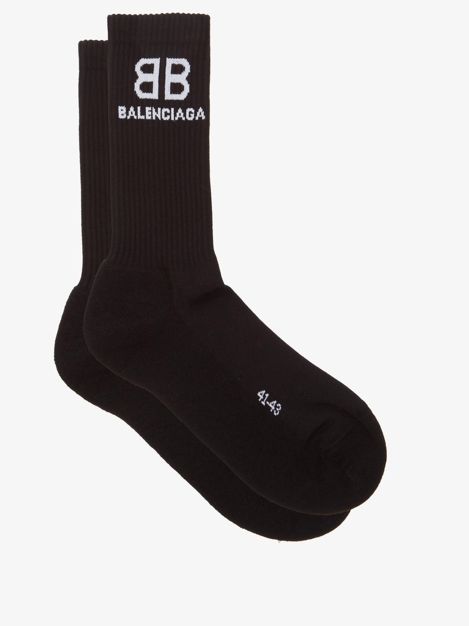 Black Logo-jacquard cotton socks | Balenciaga | MATCHESFASHION US