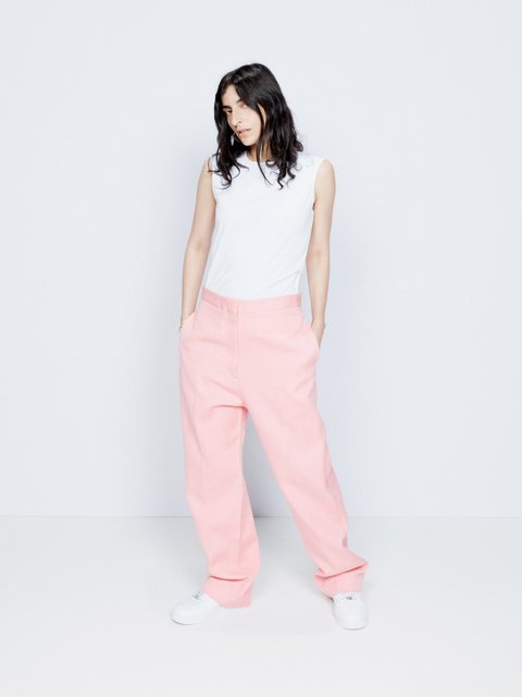 Selected Femme tailored soft wide leg pants in pink | ASOS