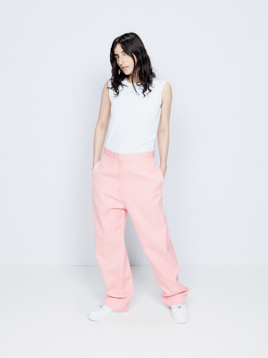 Prada High-waisted Tapered Trousers in Pink