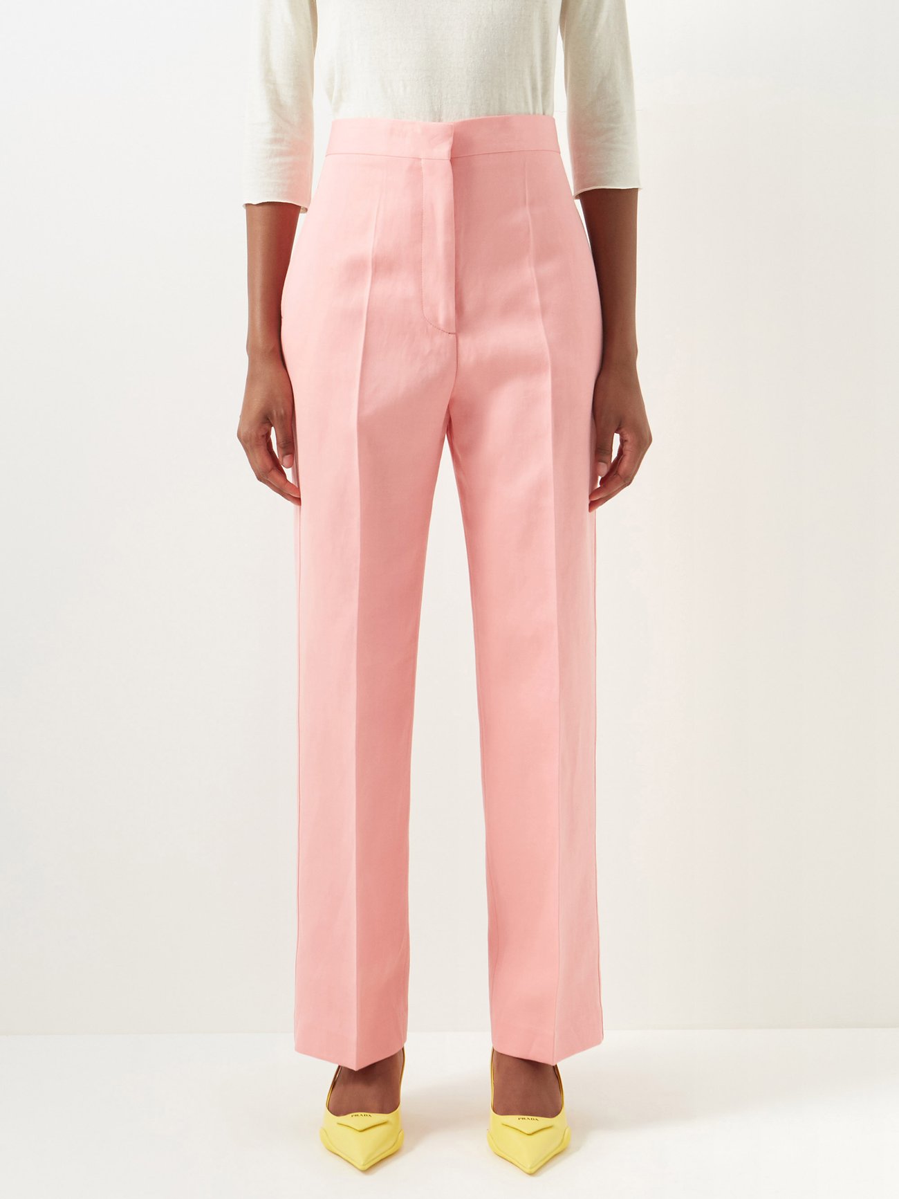Prada High-waisted Tapered Trousers in Pink