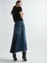 Raw-hem organic-cotton blend fishtail denim skirt