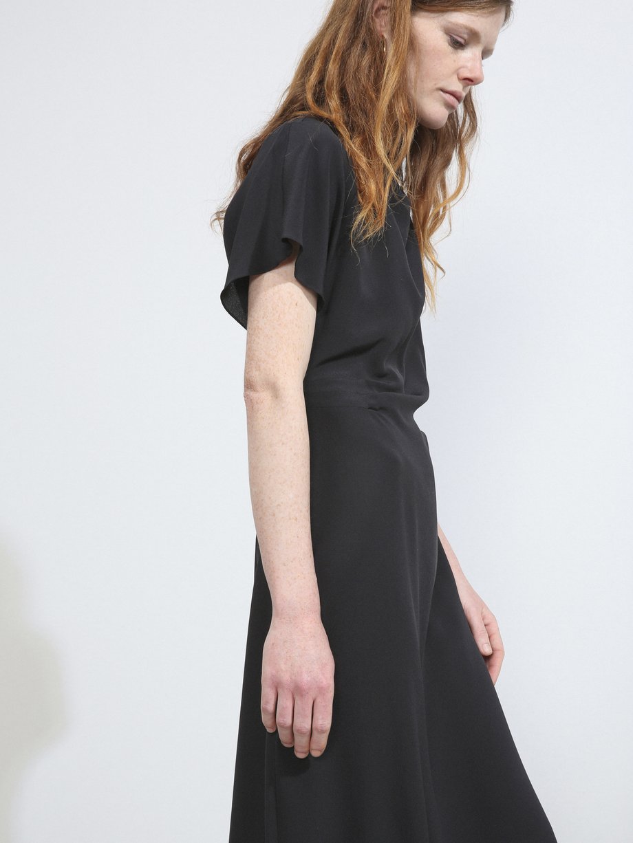 Black Wrap linen and silk-blend halter dress, Raey