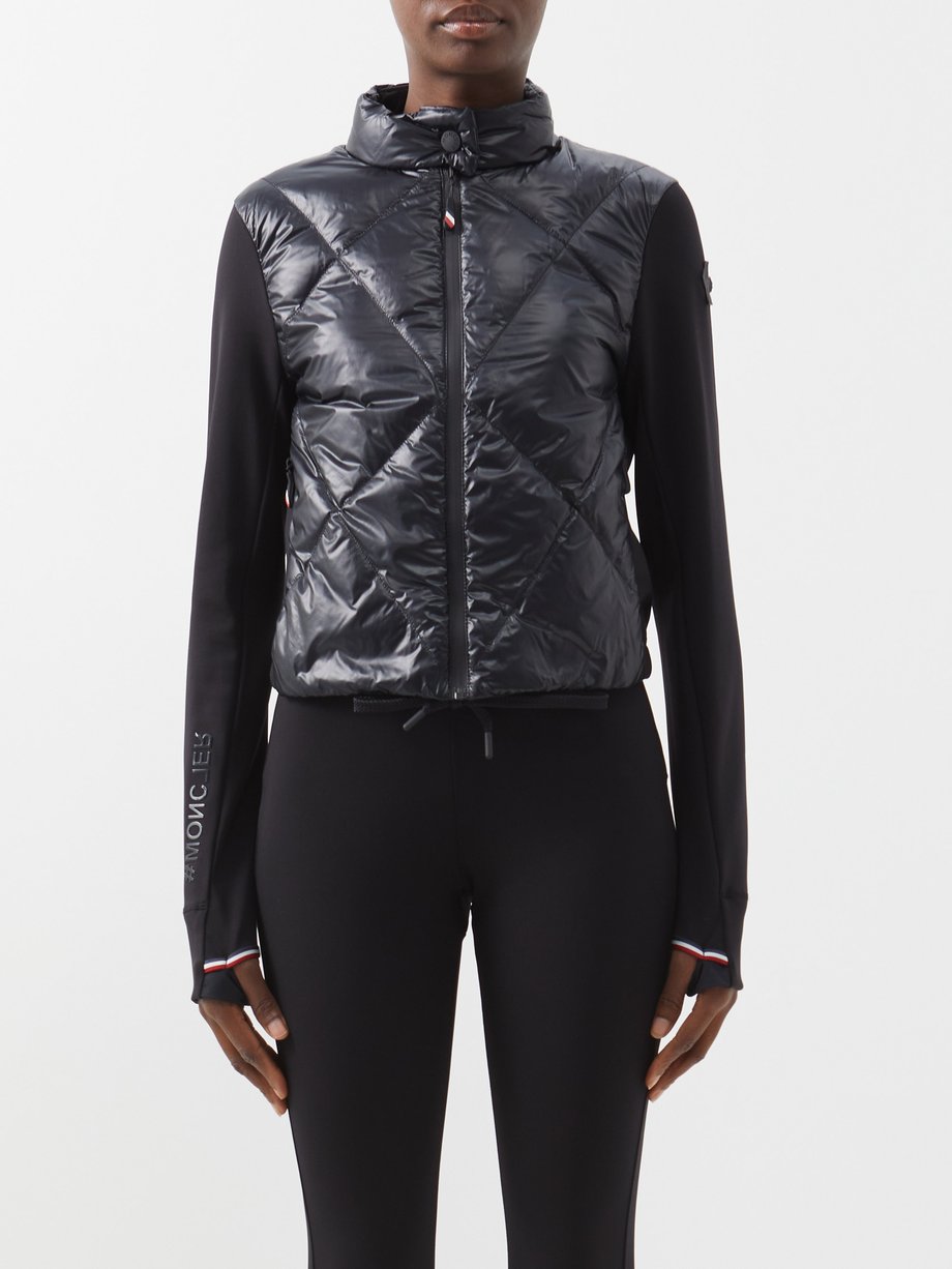 Black Jersey-sleeve padded laqué-nylon down jacket | Moncler Grenoble ...