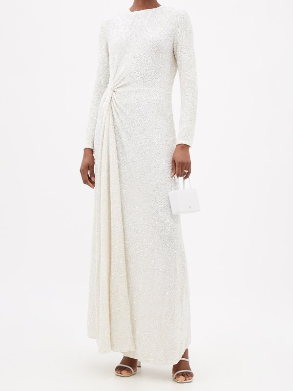 Ashish Gathered sequinned long-sleeved maxi dress