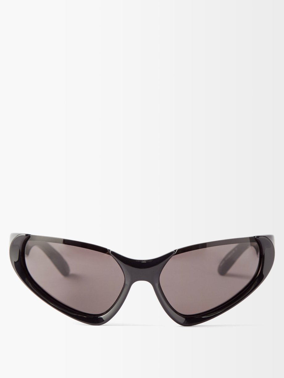 Black Xpander wraparound acetate sunglasses | Balenciaga | MATCHES UK