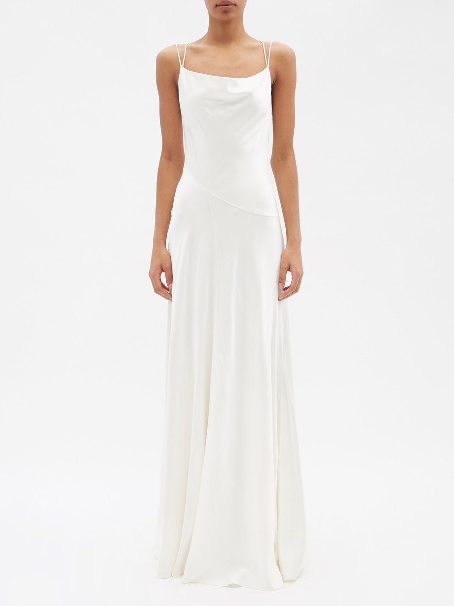 White Nadiana lace-up back silk-satin gown | Roksanda | MATCHESFASHION US
