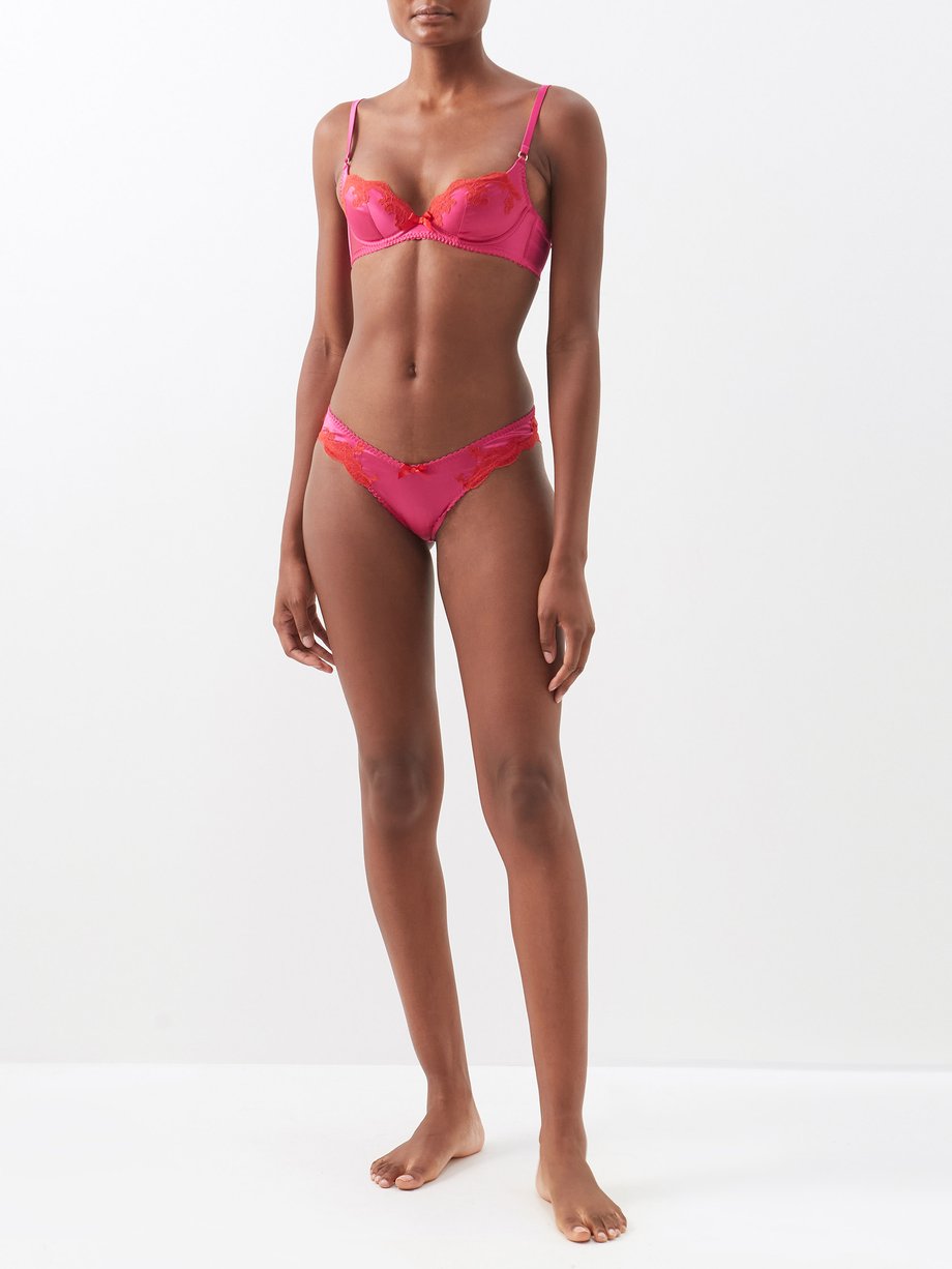 Buy Agent Provocateur Molly Leavers Lace-trimmed Stretch-silk Satin Underwi  Bra - Pink At 70% Off