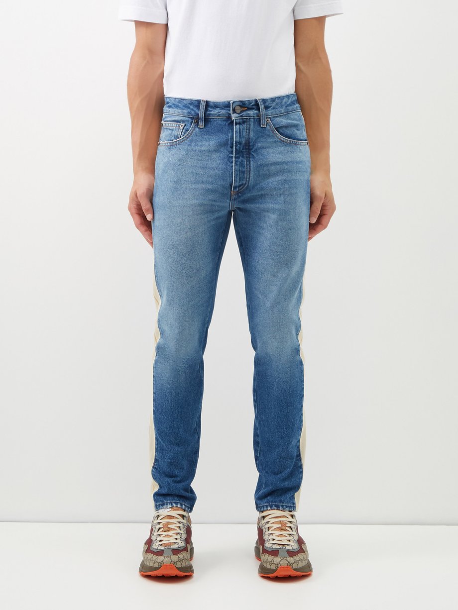 Blue Side-stripe slim-leg jeans | Palm Angels | MATCHESFASHION UK