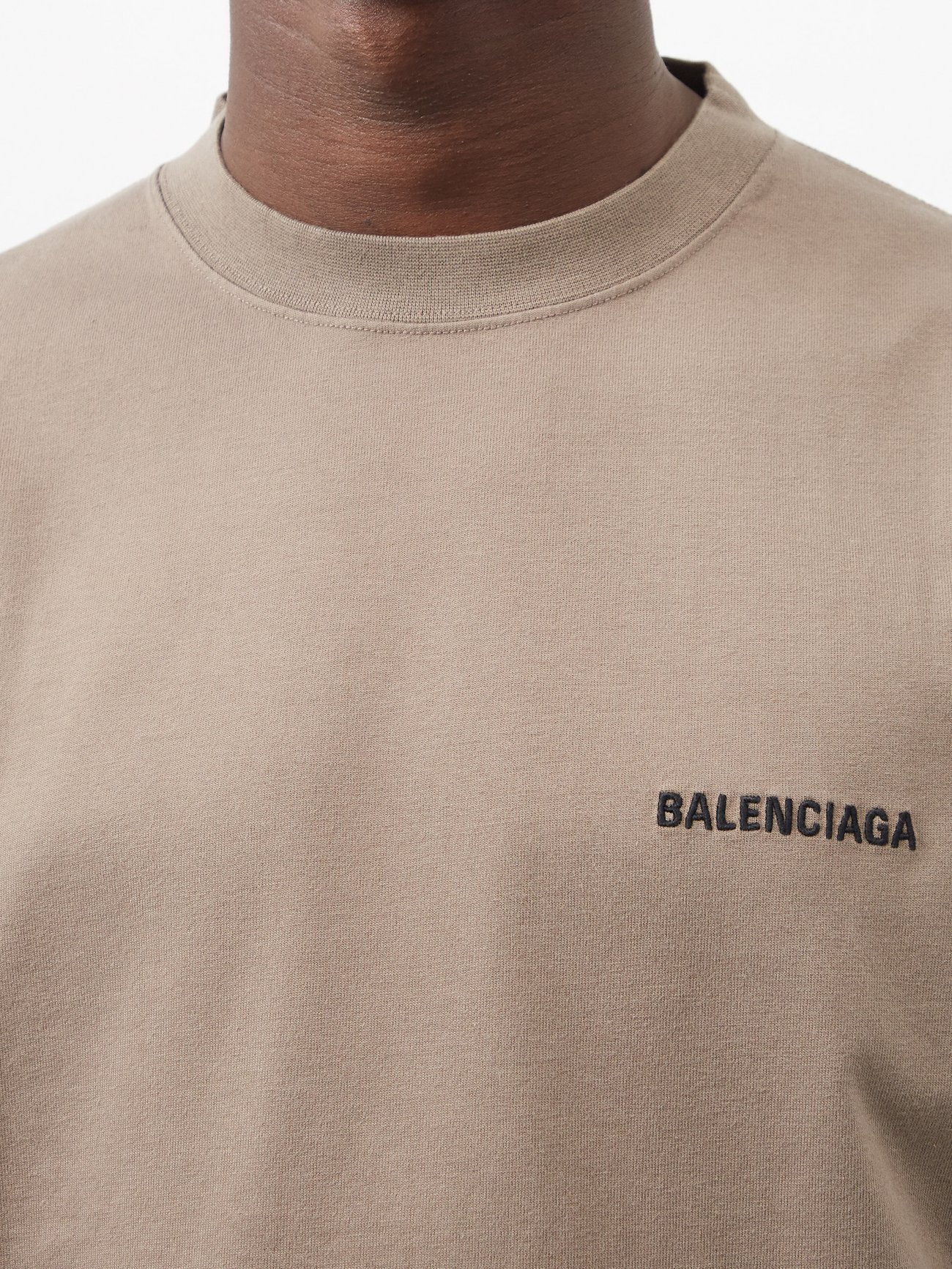 Logo Cotton Jersey T Shirt in Beige - Balenciaga