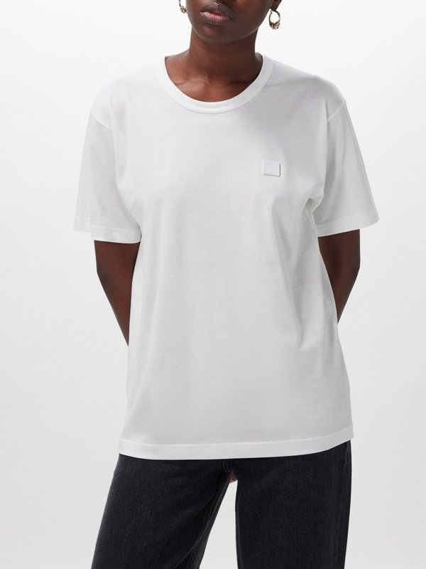 White Face-patch cotton-jersey T-shirt | Acne Studios | MATCHES UK