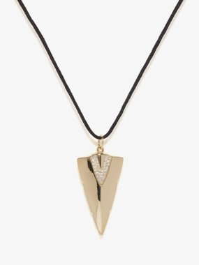 Jacquie Aiche Diamond & 18kt gold woven-cord arrow necklace