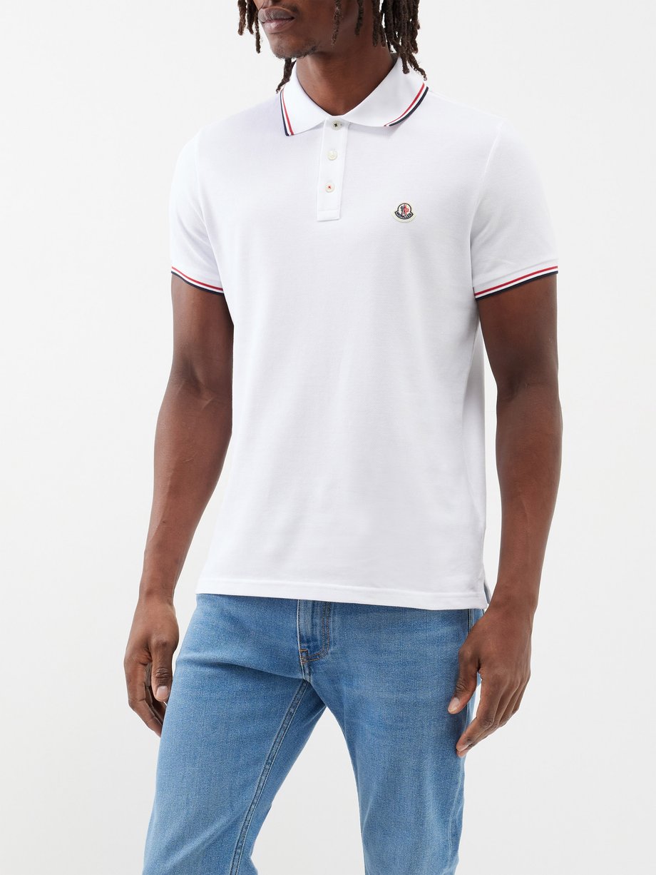 White Logo-patch cotton-piqué polo shirt | Moncler | MATCHES UK