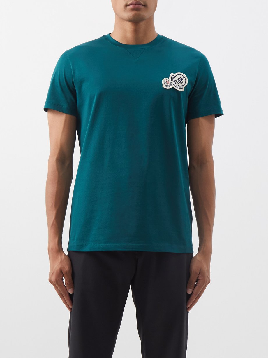Green Flocked-logo cotton-jersey T-shirt | Moncler | MATCHES UK