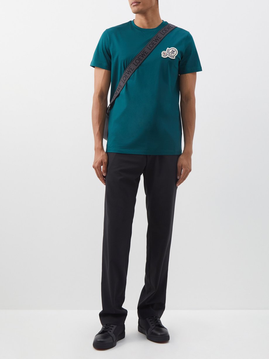Green Flocked-logo cotton-jersey T-shirt | Moncler | MATCHES UK