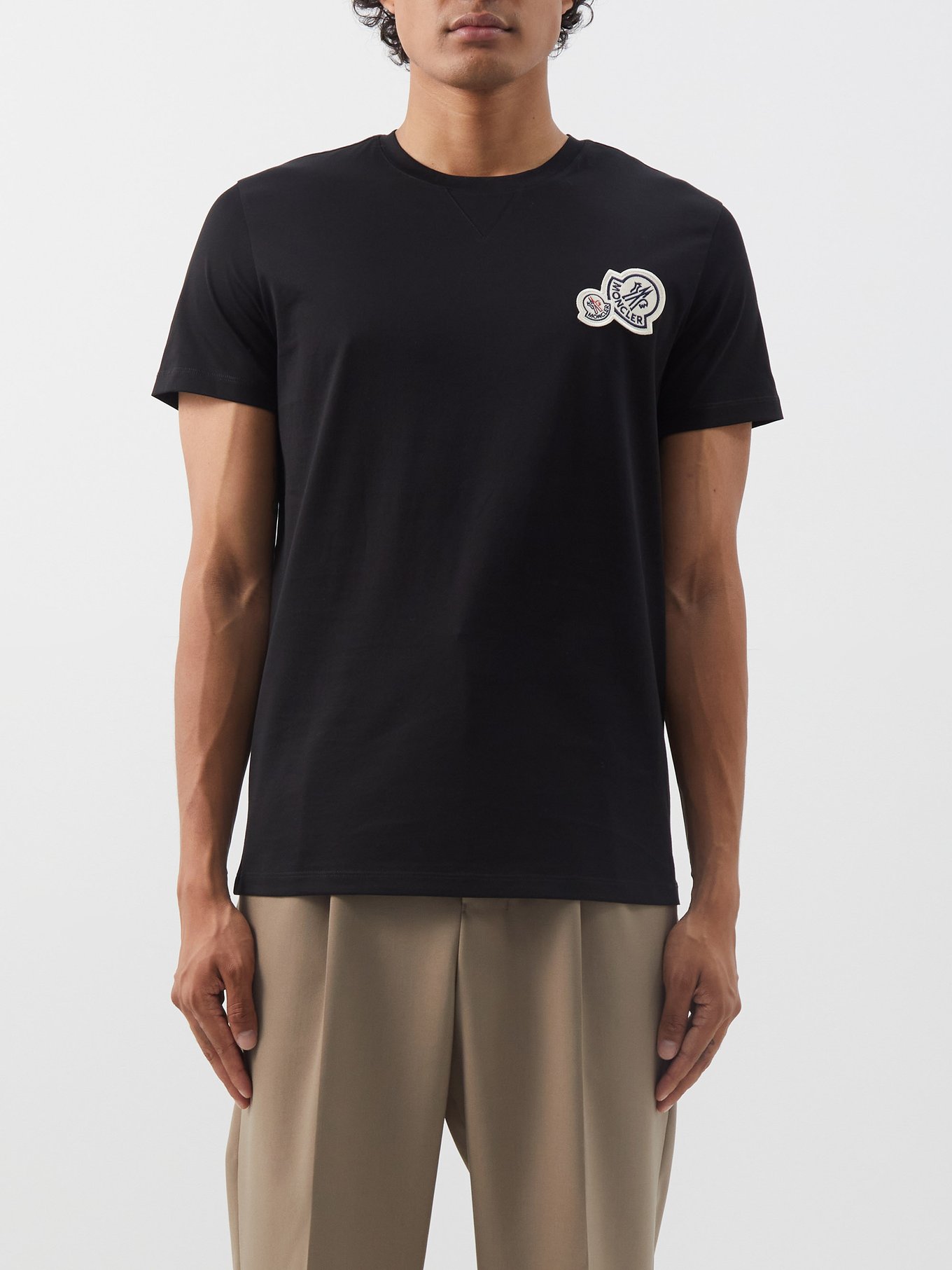 Moncler モンクレール ダブルロゴ コットンTシャツ BLACK｜MATCHESFASHION（マッチズファッション)