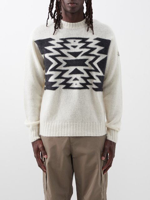 Black Curb Herringbone-jacquard wool-blend sweater | Lanvin 