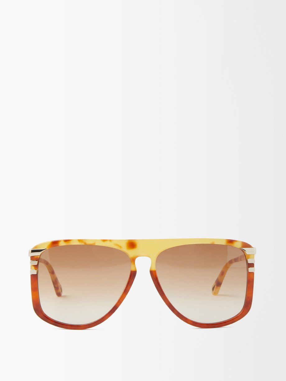 끌로에 Chloe Brown Flat-top acetate sunglasses