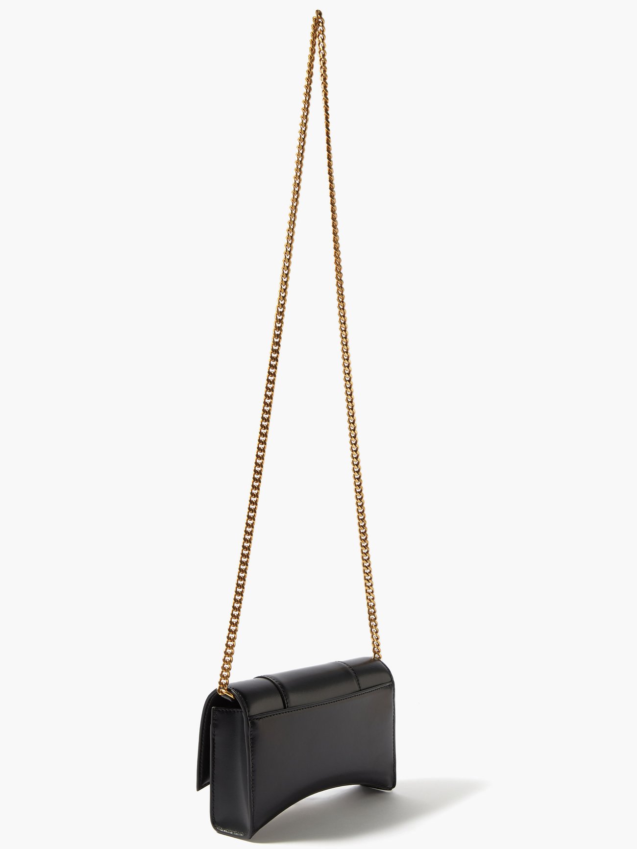 Black Hourglass mini leather cross-body bag