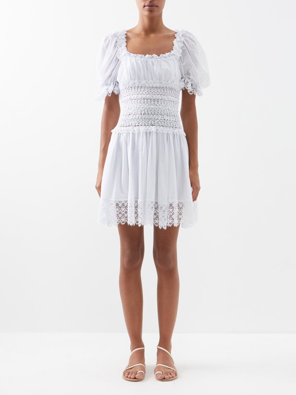Charo Ruiz Melissa puff-sleeve cotton-voile mini dress