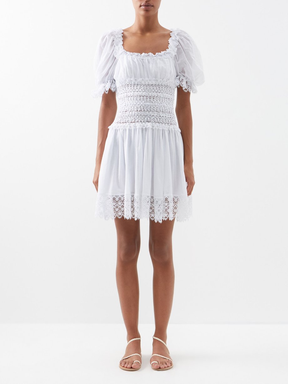 Charo Ruiz Melissa puff-sleeve cotton-voile mini dress