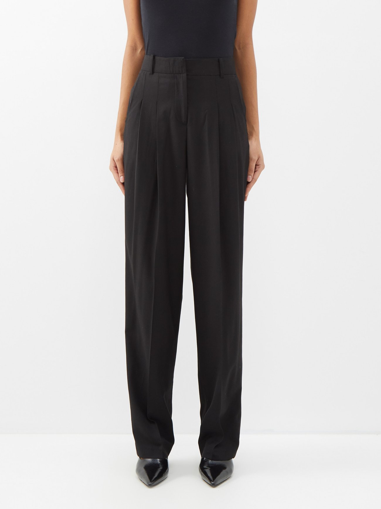 Black Gelso pleated tailored trousers | The Frankie Shop | MATCHES UK